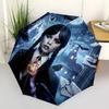 1PC Wednesday Automatic Open/Close Umbrella, 8-Rib Sturdy Frame, Lightweight Portable Umbrella, Commute, Business - Ideal Gift for Friend, Vibrant Pat