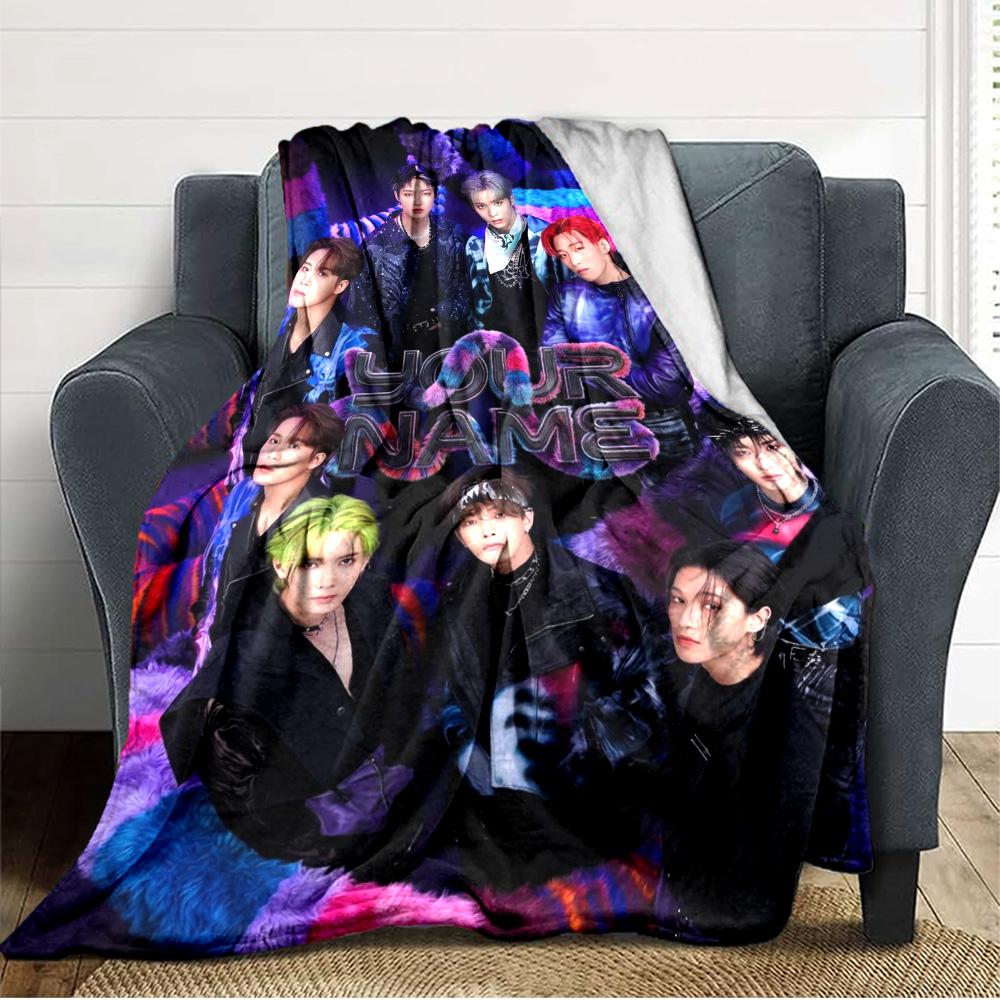 Name Custom Ateez Poster Print Flannel Blanket High Quality Warm Comfortable Cover for All Seasons Perfect for Gifts Home Decor