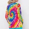 Women Plus Size Printed Scrub Top V Neck Long Sleeve With Front Pockets Nurse Uniform