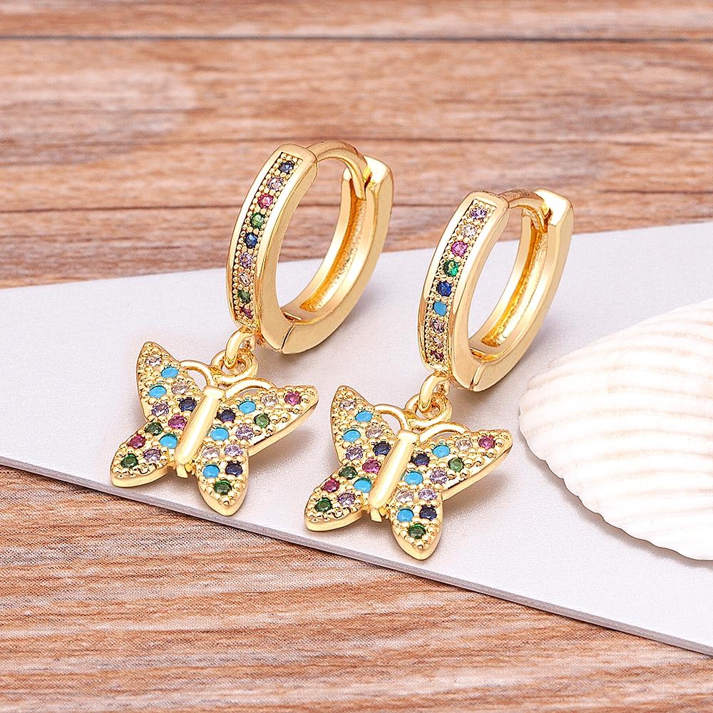 Trendy Bohemian Zircon Hollow Blue Evil Eye Hoop Earrings for Women Cute Unique Gold Color Crystal Drop Earrings Party Jewelry