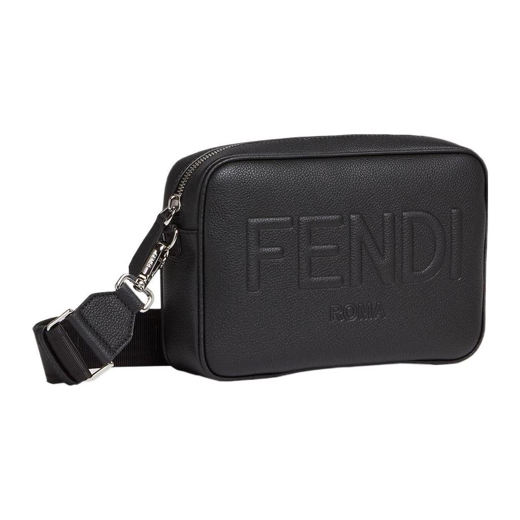 Fendi Логотип Молния Сумка-камера Мужская Сумка через плечо Черный 7M0286-AMAC-F0GXN