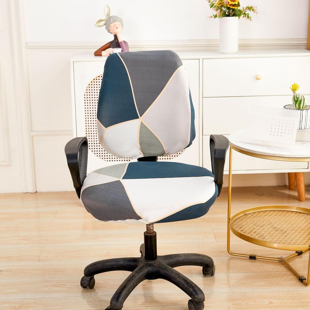 2024 Printed Split Chair Cover Elastic Office Split Seat Cover Home Computer Chair Cover
