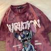 Casual Summer T Shirt With Stitch Pattern Printed Dyeing Cotton Blend For Student Fashion