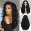 Women Fashion Black Kinky Curly Wig Without Bangs Synthetic Fiber Women Cosplay Party Long Deep Curly Wig