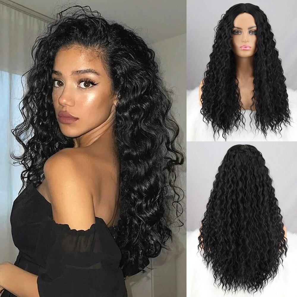 MERISIHAIR Черный афро парик со средней частью, короткие вьющиеся натуральные синтетические волокна, курчавые вьющиеся волосы для женщин, вечерние костюмы для косплея, повседневная одежда
