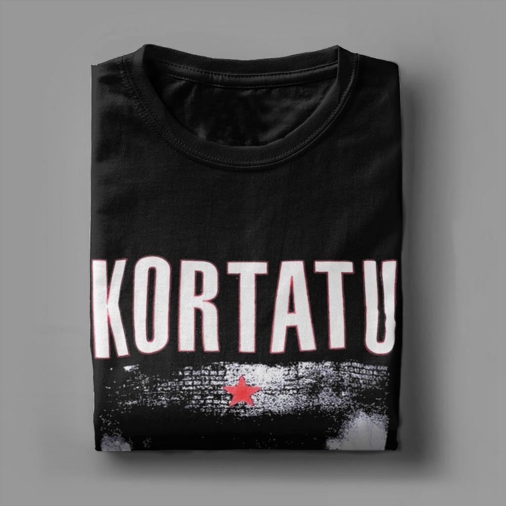 Футболки для мужчин с музыкальным принтом Kortatu, забавные футболки из чистого хлопка с круглым вырезом и коротким рукавом, топы больших размеров