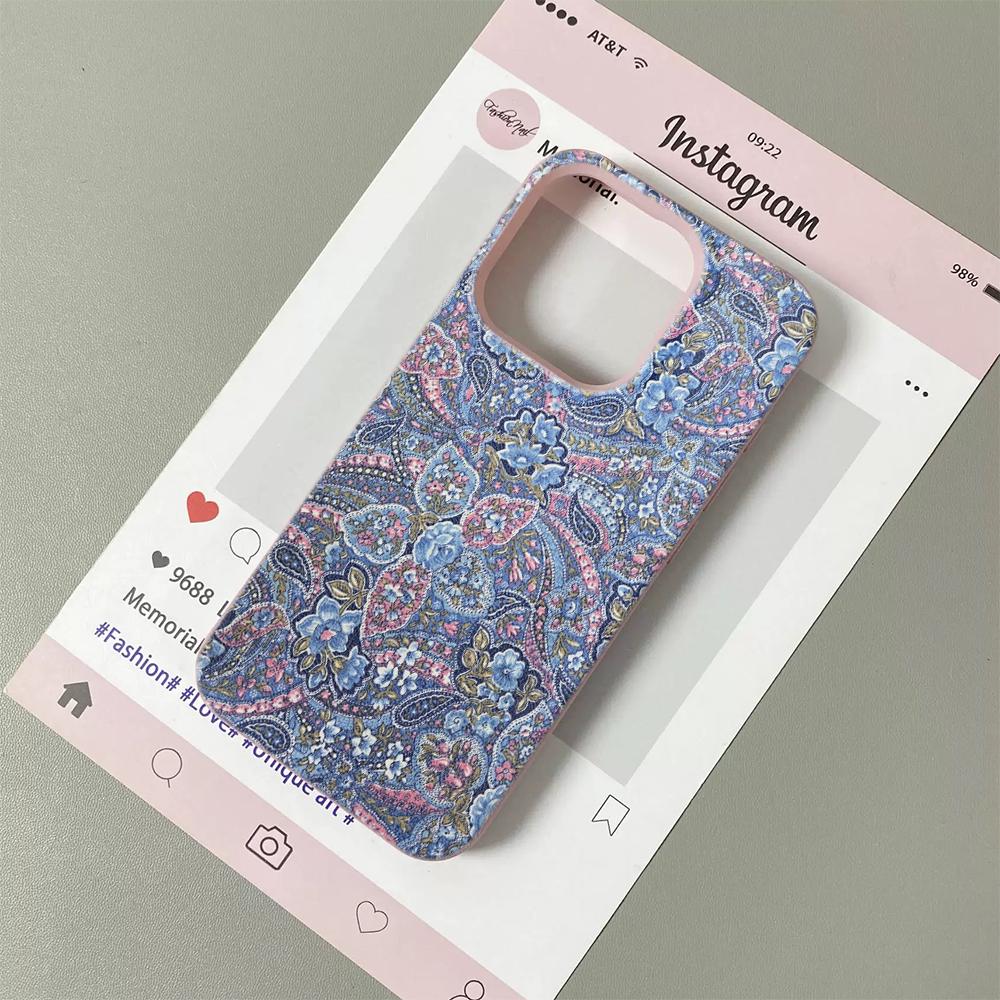 Vintage Style Floral Mural Pattern Silicone Phone Case For iPhone 17 Pro 17Air 13 16 15 14 12 11 Pro Max Soft Bumper Cover Funda