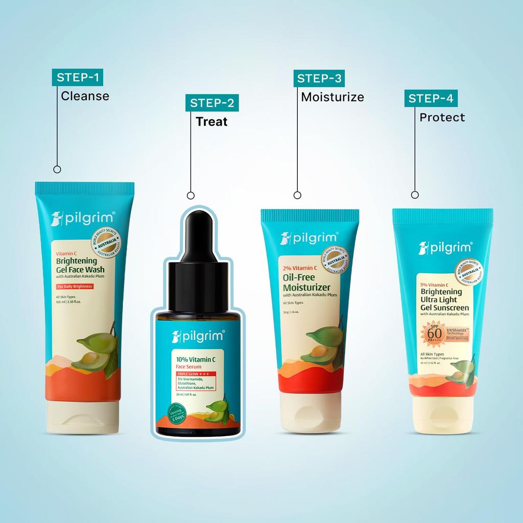 Сыворотка для лица Pilgrim с 10% витамином C, 30 мл. Для сияющей кожи, ухода за пигментными пятнами, ровного тона. Подходит для начинающих. Для всех типов кожи.
