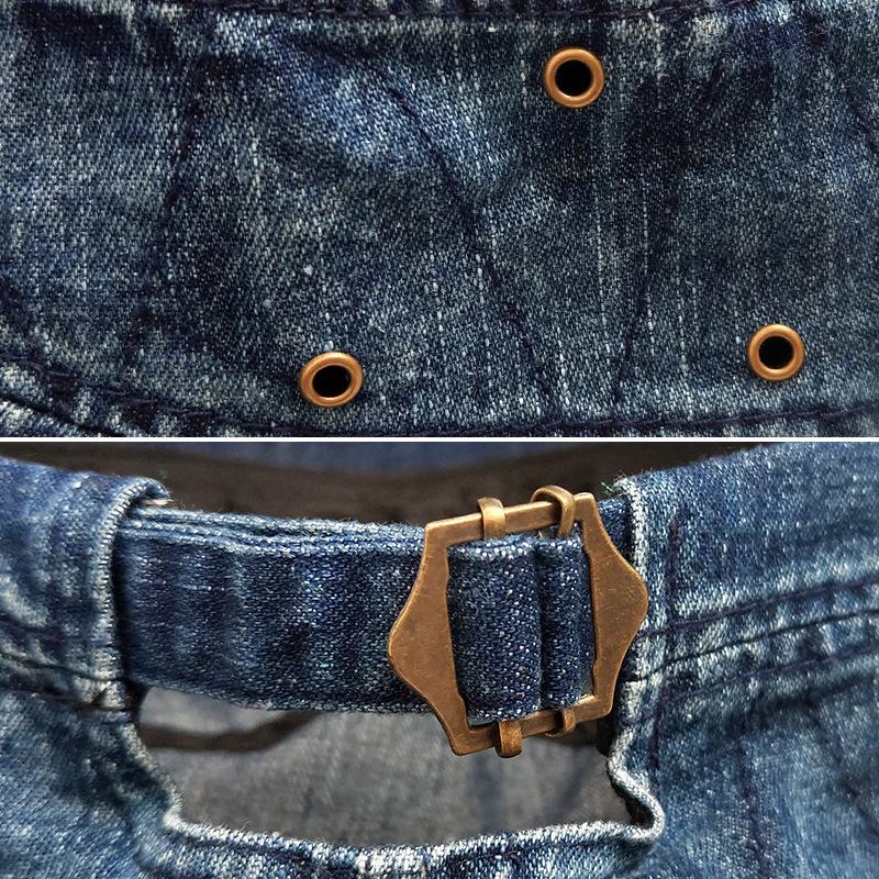 Унисекс Кепка в военном стиле из выстиранного денима в корейском стиле - Дышащая уличная солнцезащитная кепка-утка