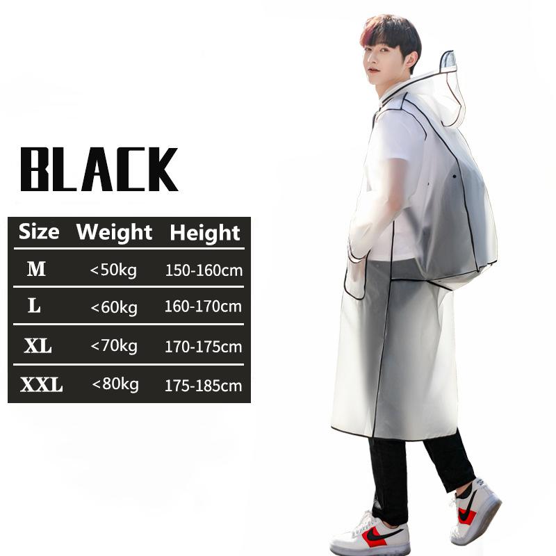 2023 New Waterproof Transparent Eva Clear Long Ladies Raincoats Women Men Fashion Rain Coat Jackets Hooded With Schoolbag Space
