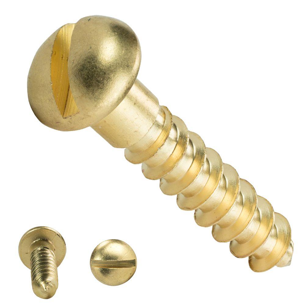 New Slotted Drive Self Drilling Tapping Minus Solid Brass Round Head Wood Screws