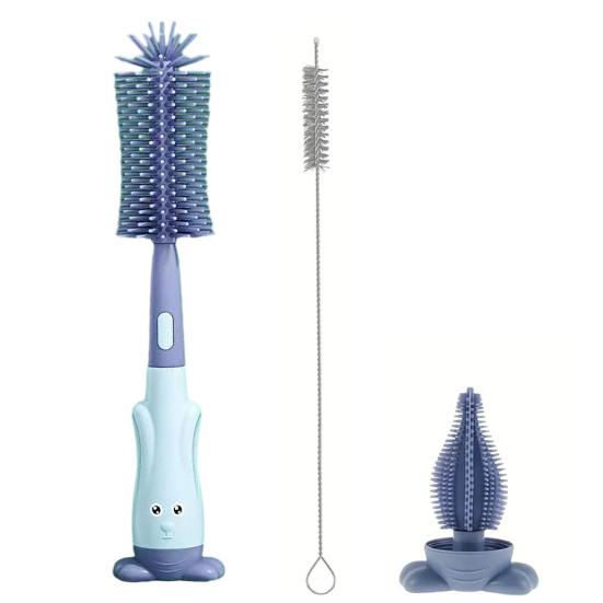 Yousheng 3 шт./набор Щетки для детских бутылочек Силиконовые Нейлоновые щетинки 360 градусов Глубокая очистка Щетка для чашек с держателем в форме кролика