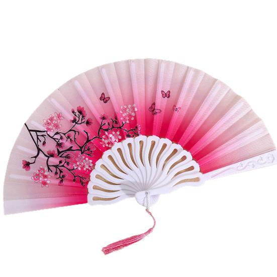 Складной вентилятор с глянцевой текстурой. Красивые различные стили. Гладкая поверхность. Тонкая работа. Украшение. Ткань Оксфорд. Ручной вентилятор в китайском стиле. Товары для дома.