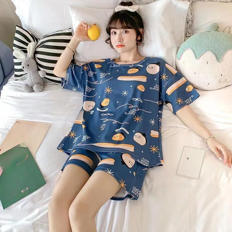 Женский пижамный комплект Милая одежда для сна с рисунком из мультфильмов Топы и шорты Пижамный комплект из 2 предметов Домашняя одежда Одежда для сна Одежда для отдыха на осень