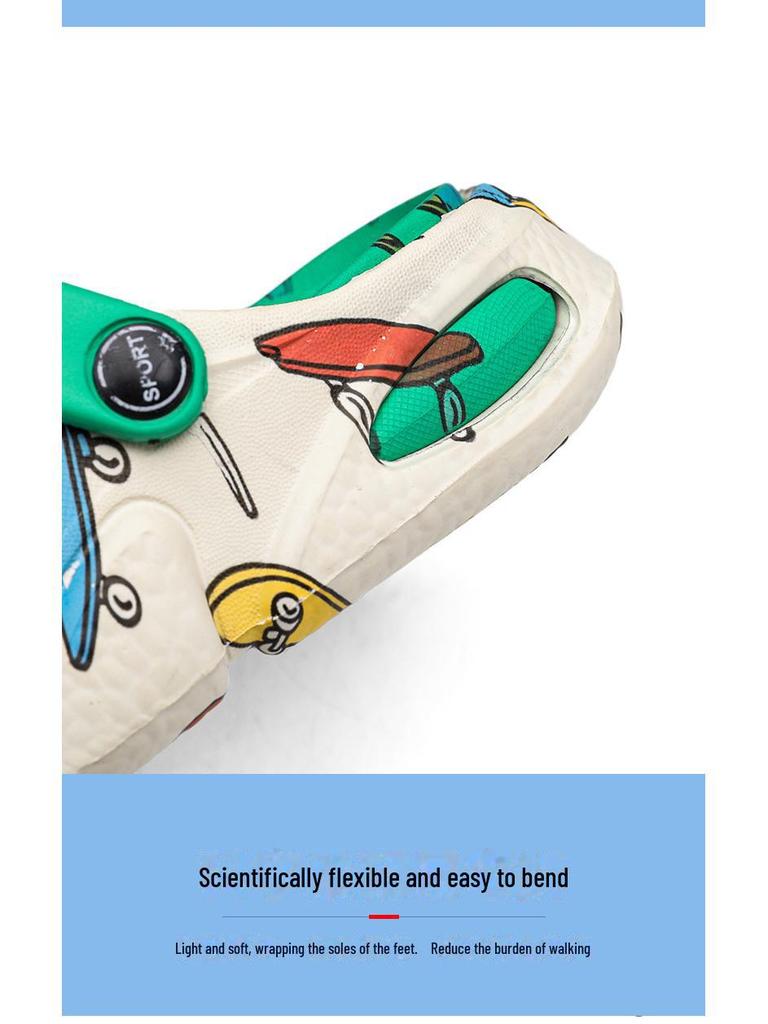 Летние сандалии для мальчиков с нескользящей мягкой подошвой и рисунком в виде мультфильмов: Детские тапочки для улицы с двумя петлями