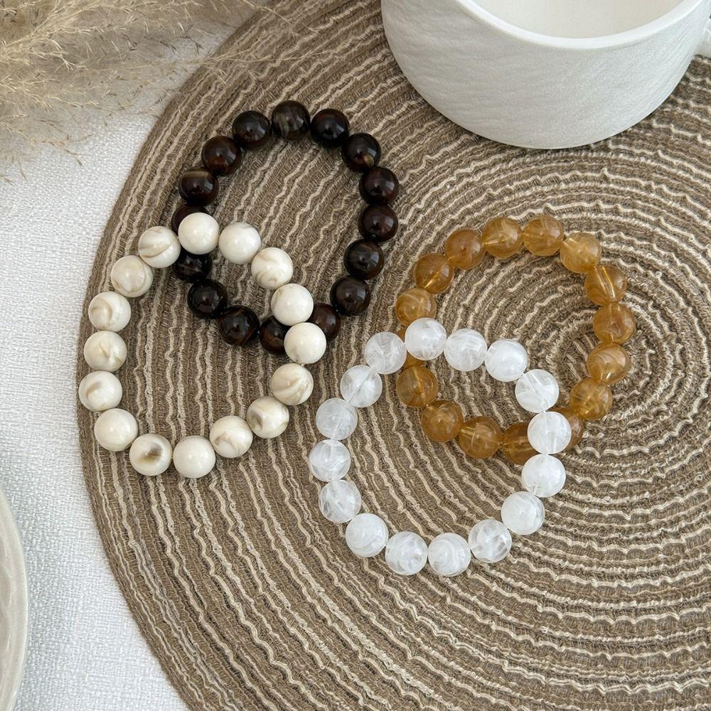 4Pcs Stackable Beads Bracelet Set Marbling Cuff Bracelet Set Vintage Round Bangles Gifts