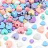 100 шт. Акриловые бусины-сердечки макаронных цветов, смешанные цвета, россыпью, для изготовления ювелирных изделий, DIY, ожерелья, браслета, цепочки для телефона, аксессуары