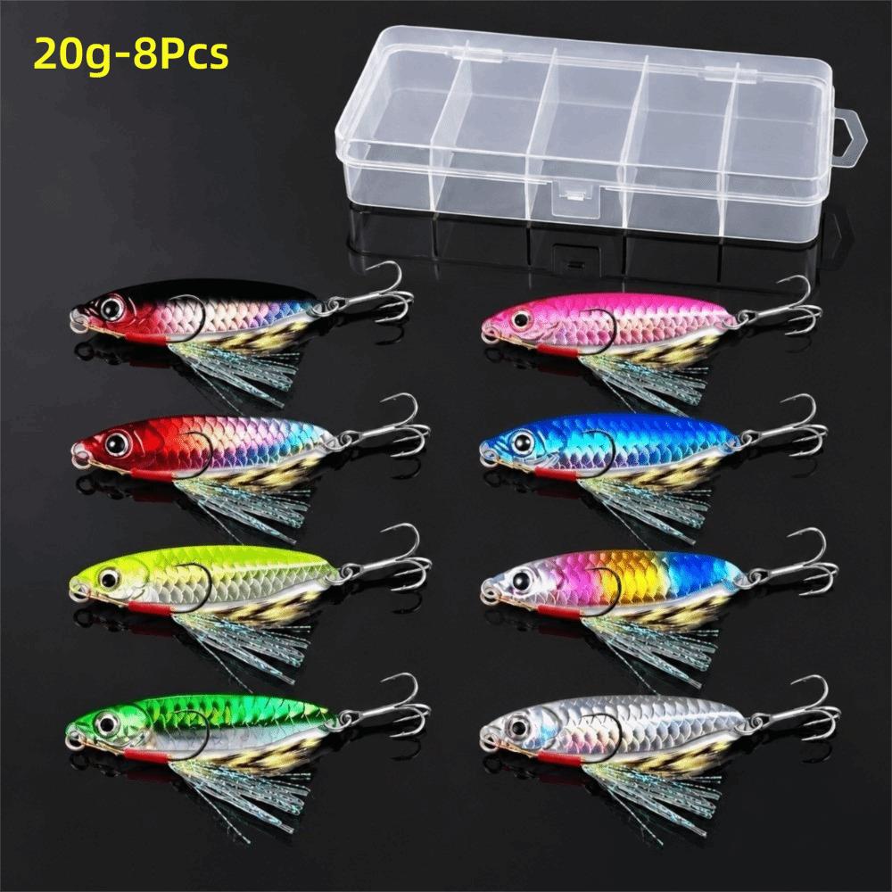 8Pcs Set 3D Eyes Design Metal Fishing Lure 7g/10g/15g/20g/25g/30g Fishing Bait Lure Seabass Fishing