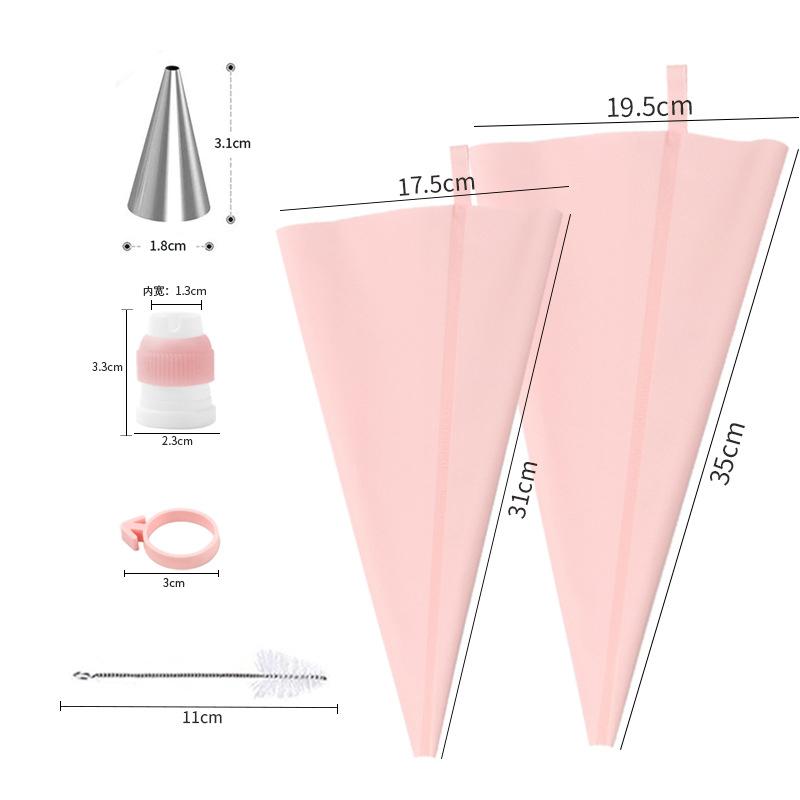 LMETJMA 34 шт. Набор кондитерских мешков и насадок 24 насадки из нержавеющей стали 2 многоразовых силиконовых кондитерских мешка 3 разглаживателя глазури 1 кисть для труб