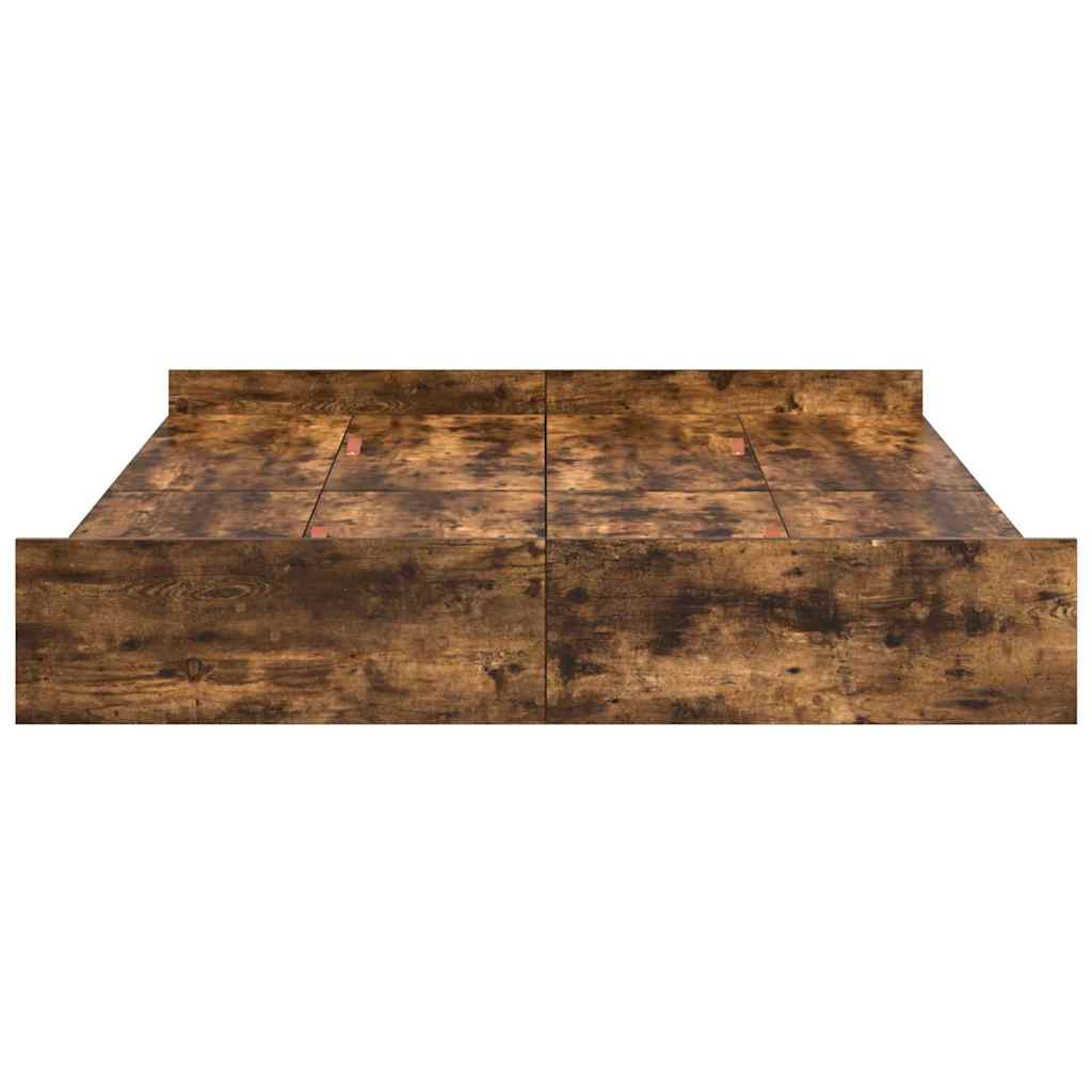 Storage Bed Frame Smoked Oak 140 x 200 cm