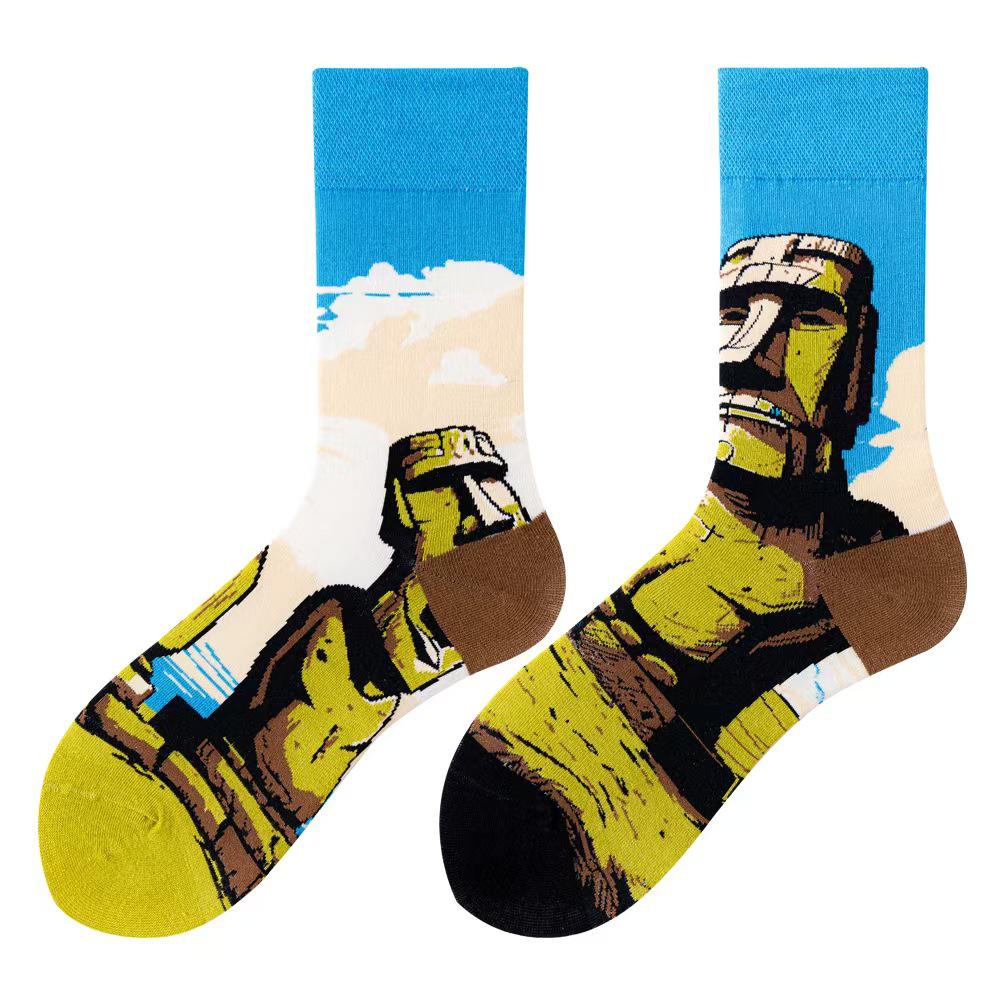 Asymmetric Colorful Christmas Cotton Socks for Couples