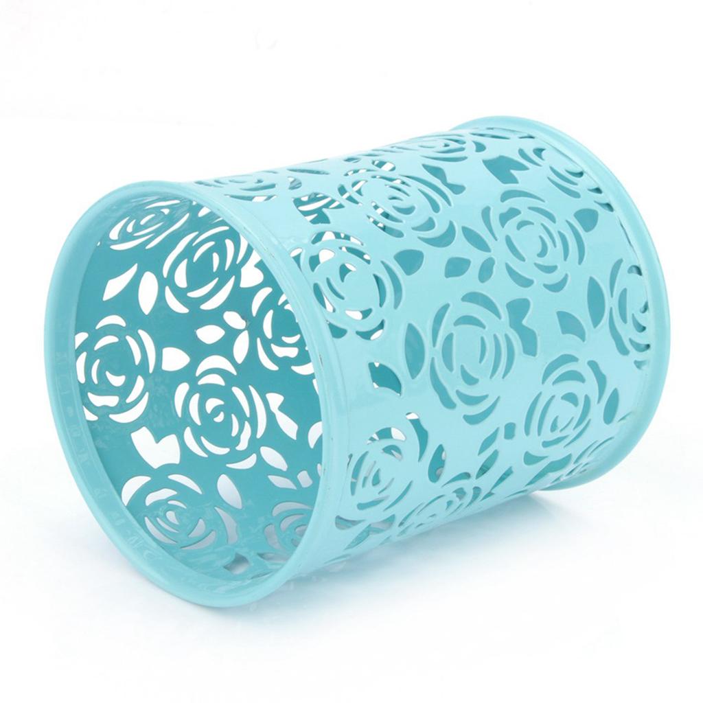 Офисный стол с полым узором в виде розы, держатель для карандашей, контейнер-органайзер(синий)