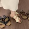 Ретро универсальные и не утомляющие ноги шлепанцы с открытым носком для женской летней носки, ленивый ветер, 3 см, маленькие босоножки на высоком каблуке