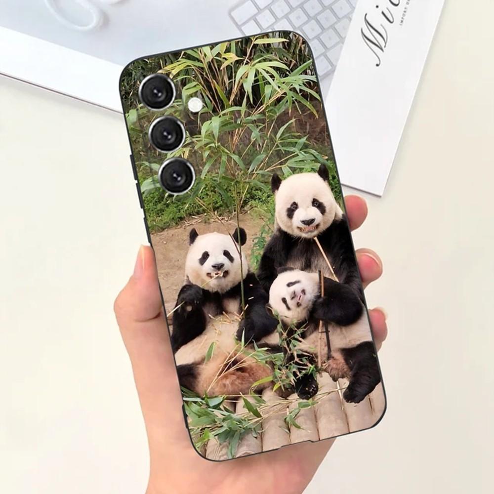 Милый чехол для телефона с изображением животного Фубао Панда для Samsung S25, S24, S21, S22, S23, S30, Ultra, S20, Plus, Fe, Lite, Note, 10, 9, 5G Черный