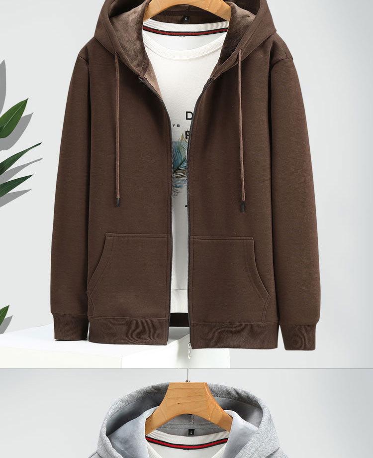 Мужская толстовка с капюшоном на молнии большого размера с флисовой подкладкой - Толстая, свободного кроя для осени и зимы