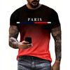 Short Sleeve Crew Neck Tee Vibrant Gradient Color Paris Graphic Print T-Shirt - Casual Breathable Comfortable Summer Outdoor Mens Clothing