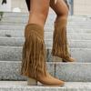 Independent Station Women's Boots Autumn and Winter New Fringed Fashion Boots Sexy Retro Western Boots