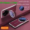 Glass Lens Invisible Bracket Phone Case For Xiaomi 15 Ultra 15 Pro Four Corners Anti-drop Plain Leather Shockproof Back Cover