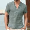 Men's Short Sleeve T-shirt Cotton and Linen Casual Men T-shirt Solid Color Summer Shirt Male Cozy Breathable US Size