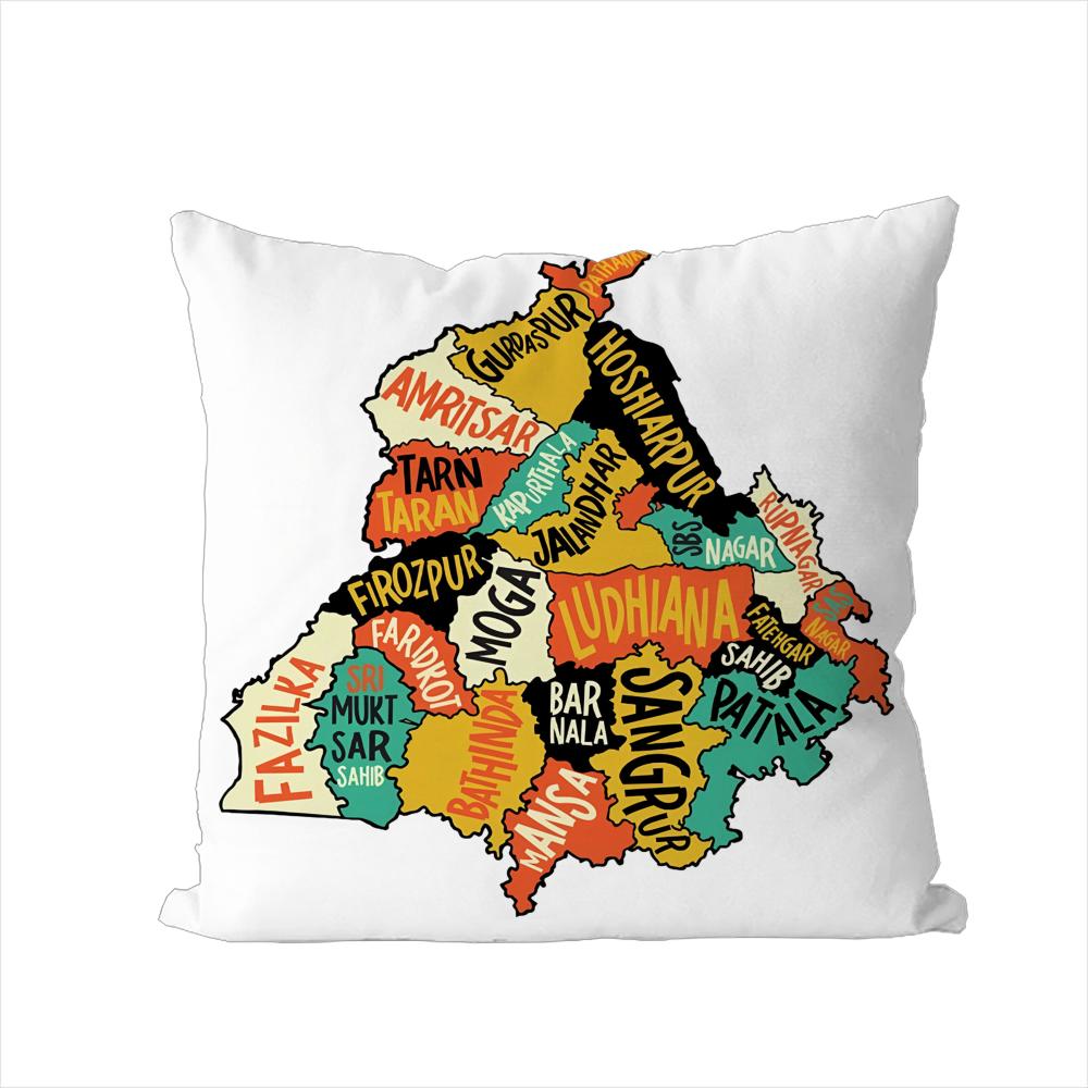 PPunjab Map Pillow Case For Car Sofa Decorative Home Doublesided Print Plush Square Throw Pillow Cushion Cover