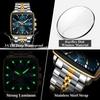 POEDAGAR Luxury Business Man Wristwatch Chronograph Waterproof Luminous Calendar Watch For Men Square Quartz Men's Watches
