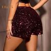 Женские шорты с высокой талией, блестящие, эластичные, с пайетками, облегающие, прямые, мини-шорты, для клубных вечеринок, для танцев, повседневные летние шорты