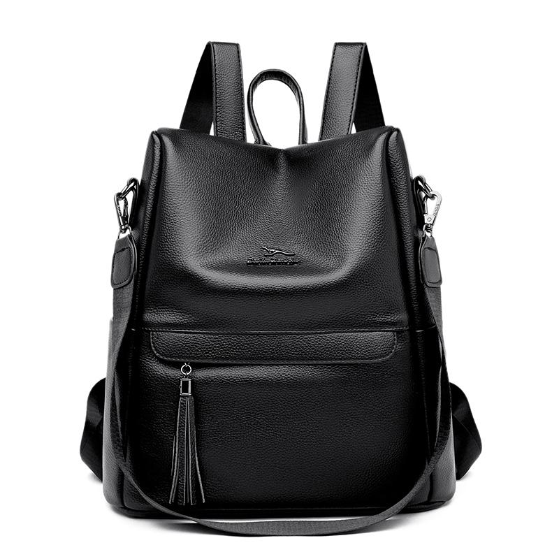 Водонепроницаемый кожаный рюкзак для женщин, рюкзаки с защитой от краж, сумки через плечо для девочек-подростков, вместительная дорожная школьная сумка