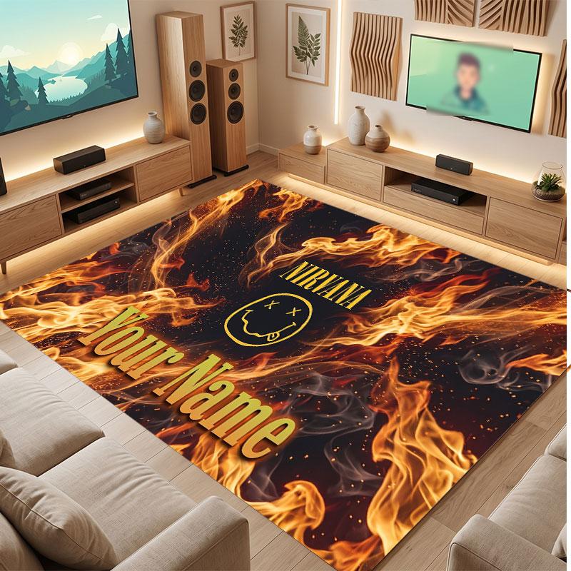 Nirvana Personalized Crystal Velvet Carpet, Customized Name Text Soft Anti‑Slip Rug for Living Room Bedroom