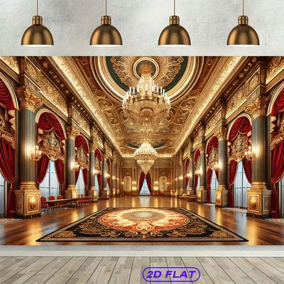 Двумерная плоская роскошная ткань для фона в классическом дворцовом зале, подходящая для использования в гостиных, спальнях и в качестве настенных украшений.