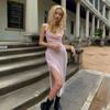Autumn/Winter Sexy Slim-fit Low Cut High Waist Pack Hip Slit Halter Dress