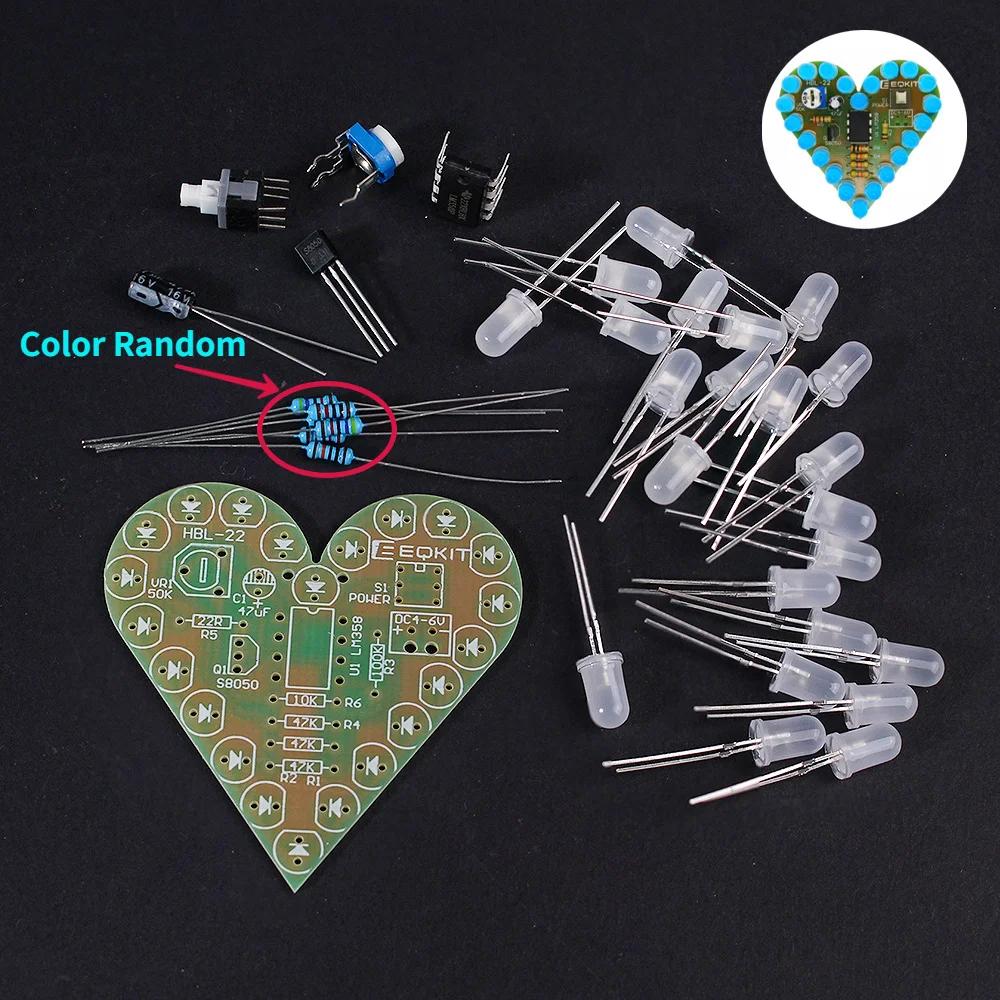 DIY Kit Heart Shape LED Breathing Light Electronic Kit DC 4V-6V White Red Blue Electronics Components Welding Practice Board