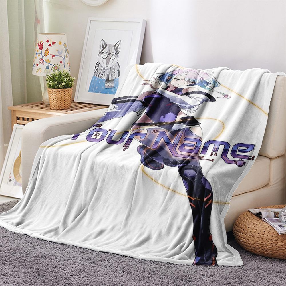 1PC Anime Fusion Custom Name Patterned Flannel Blanket Suitable For All Seasons For Home Decor Warmth And Comfort Gifts Holiday Present