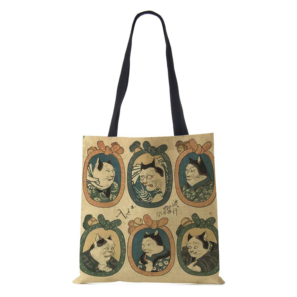 Мультяшная наплечная сумка Пейзаж Древность Женская многоразовая холщовая сумка-тоут Большой вместимости Повседневная для покупок Складная сумка для хранения KTY