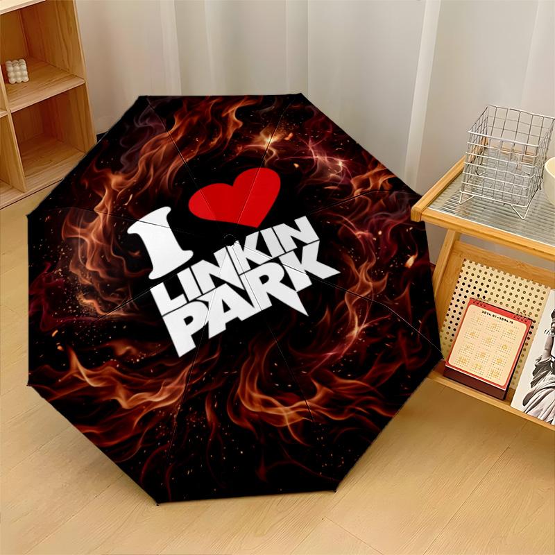 Принт Linkin Park 8?Автоматический зонт с ребрами, ветрозащитный, легкий, складной, для путешествий на открытом воздухе