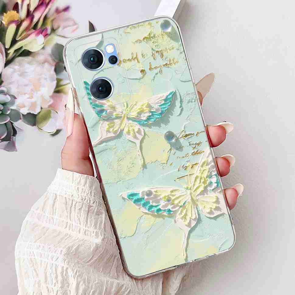 Чехол для Oppo Reno7 5G Милый Кот Цветок Расписная Крышка Мягкие Fundas Чехол для Телефона Для Oppo Find X5 FindX5 Lite Reno 7 5G Задняя Крышка