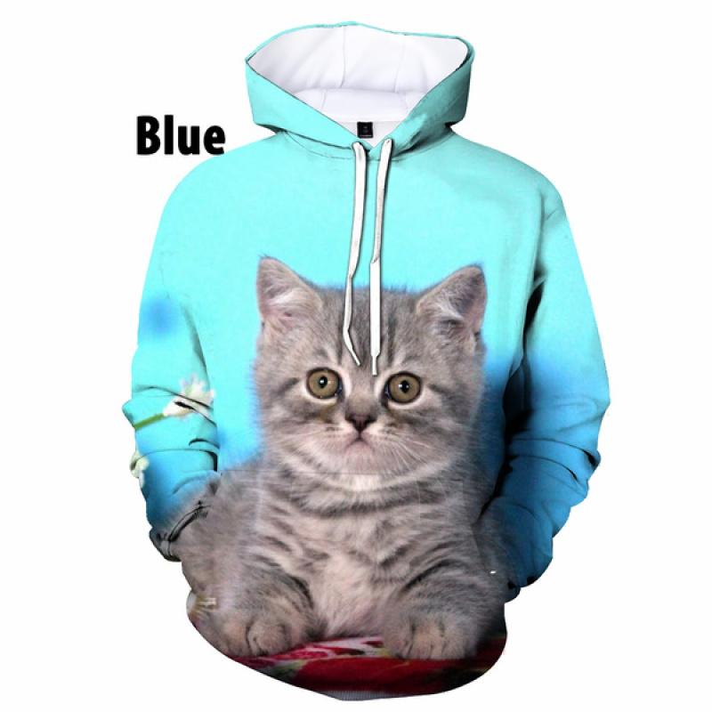Модные милые толстовки с 3D-принтом животных и кошек, повседневные мужские/женские пуловеры с капюшоном