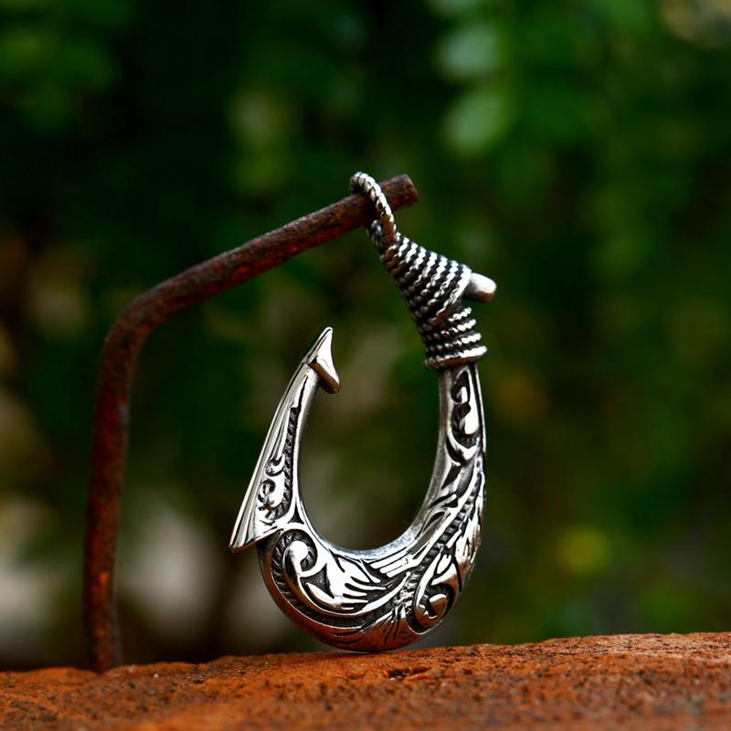 BEIER Viking Fishhook shaped pendant Pendant Necklace Quality Stainless Steel Biker Punk jewelry For Man BP8-1035