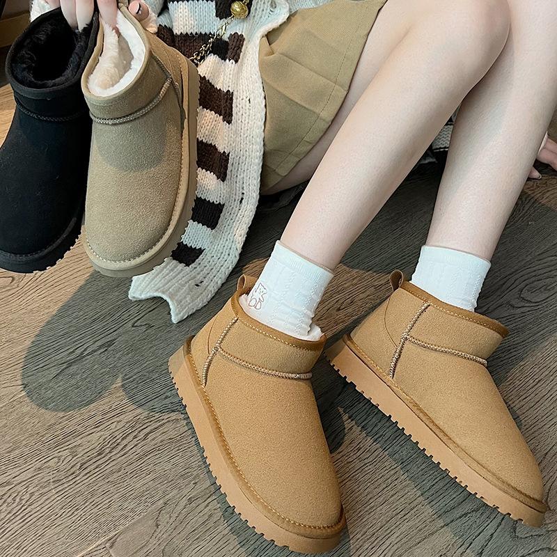 Fur Integrated Snow Boots Women's 2025 New Winter Platform Internet Celebrities Warm Velvet Thickened Outer Wear Cotton Shoes