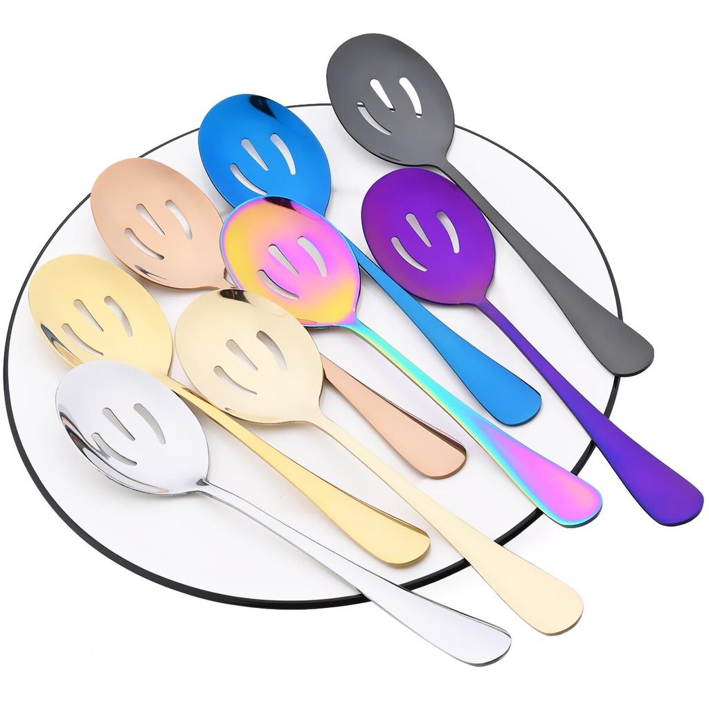 1 Pc Black Stainless Steel Soup Spoon Serving Spoon Colander for Dinner Household Public Dinnerware Salad Kitchen Tableware