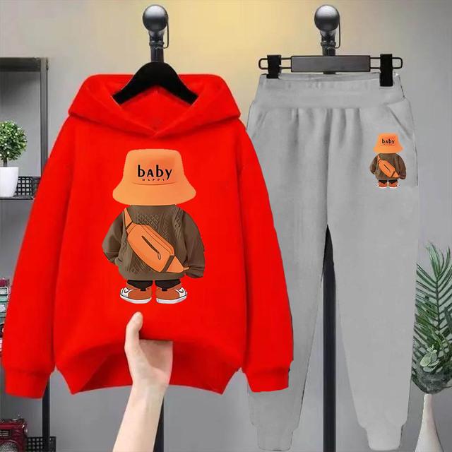 Оранжевая шапка рыбака Bear для мальчиков и девочек, детская толстовка с капюшоном и длинными рукавами, модный комплект детской одежды для отдыха на весну и осень